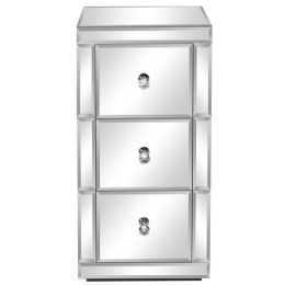 FCH Mirrored Nightstand; Silver Side/End Table for Living Room Bedroom