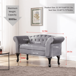 Loveseat Small Sofa Small Mini Room Couch Two-Seater Sofafor Small Space Office Studio Apartment Bedroom; GREY