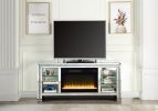 ACME Noralie TV STAND W/FIREPLACE & LED Mirrored & Faux Diamonds LV00317