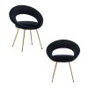 Black Velvet Modern accent/Conversation Lounge Chair With Gold Plated Legs; unique appearance; Suitable For Office; Lounge; Living Room; set of 2
