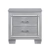 Glamourous Silver Finish 1pc Nightstand 2x Dovetail Drawers Faux Alligator Embossed Fronts Bedroom Furniture