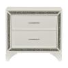 Glamourous Bedroom 1pc Nightstand Pearl White Metallic Finish Silver Glitter Trim Wooden furniture