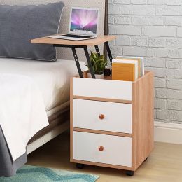 Storage Cabinet Bedroom Bedside Removable Locker Lifting Table Nightstand