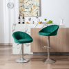 Zen Zone Modern Adjustable Counter Height Bar Stools/Dining Chairs With Back and Footrest; Emerald Flannelette; Set of 2