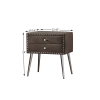 B109-TA Upholstered in durable 100% Brown Velvet nightstand Classic silver rivet elegant button tufted design with two drawer and metal legs