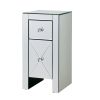 2 -Drawer Mirrored Nightstand, Modern End Table for Bedroom, Living Room, Silverr XH
