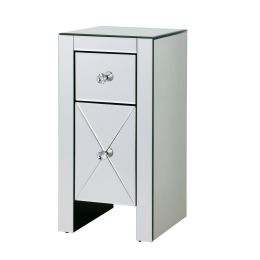 2 -Drawer Mirrored Nightstand, Modern End Table for Bedroom, Living Room, Silverr XH