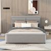 Queen Size Upholstery Platform Bed with Storage Headboard and Footboard,Support Legs