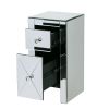 2 -Drawer Mirrored Nightstand, Modern End Table for Bedroom, Living Room, Silverr XH