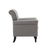 Mid-Century Modern Accent Chair; Linen Armchair w/Tufted Back/Wood Legs; Upholstered Lounge Arm Chair Single Sofa for Living Room Bedroom; Light grey