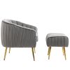 Velvet Accent Chair with Ottoman; Modern Tufted Barrel Chair Ottoman Set for Living Room Bedroom; Golden Finished; Grey