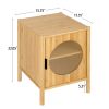 1 Door nightstand; Bamboo Mid Century Modern Nightstand; Bedside Table Accent End Table Side Table for Bedroom; Living Room; Natural