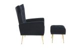 Modern Accent Chair with Ottoman; Comfy Armchair for Living Room; Bedroom; Apartment; Office (Black)