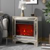 W 23.2&quot;X D 13.4&ldquo; X H 24.4&rdquo; Mirrored mantelpiece with champagne color bezel Built in 1500 function heating