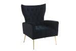 Modern Accent Chair with Ottoman; Comfy Armchair for Living Room; Bedroom; Apartment; Office (Black)