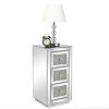FCH Mirrored Nightstand with 3-Drawers; Crystal Accent Silver Side/End Table for Living Room Bedroom