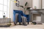 Velvet Accent Chair; Modern and Cozy Sofa Chair with Wood Legs; Tufted Accent Armchair for Living Room/Bedroom/Office/Guest Room; SAPPHIREBLUE