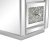 FCH Mirrored Nightstand with 3-Drawers; Crystal Accent Silver Side/End Table for Living Room Bedroom