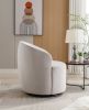 Velvet Fabric Swivel Accent Armchair Barrel Chair With Black Powder Coating Metal Ring; Gray