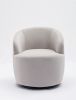 Velvet Fabric Swivel Accent Armchair Barrel Chair With Black Powder Coating Metal Ring; Gray