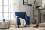 Velvet Accent Chair; Modern and Cozy Sofa Chair with Wood Legs; Tufted Accent Armchair for Living Room/Bedroom/Office/Guest Room; SAPPHIREBLUE
