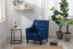 Velvet Accent Chair; Modern and Cozy Sofa Chair with Wood Legs; Tufted Accent Armchair for Living Room/Bedroom/Office/Guest Room; SAPPHIREBLUE