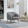 Velvet Accent Chair with Ottoman; Modern Tufted Barrel Chair Ottoman Set for Living Room Bedroom; Golden Finished; Grey