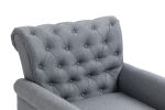 Mid-Century Modern Accent Chair; Linen Armchair w/Tufted Back/Wood Legs; Upholstered Lounge Arm Chair Single Sofa for Living Room Bedroom; Gray
