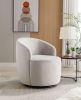 Velvet Fabric Swivel Accent Armchair Barrel Chair With Black Powder Coating Metal Ring; Gray