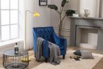 Velvet Accent Chair; Modern and Cozy Sofa Chair with Wood Legs; Tufted Accent Armchair for Living Room/Bedroom/Office/Guest Room; SAPPHIREBLUE