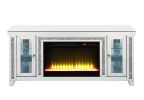 ACME Noralie TV STAND W/FIREPLACE & LED Mirrored & Faux Diamonds LV00315