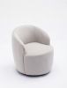 Velvet Fabric Swivel Accent Armchair Barrel Chair With Black Powder Coating Metal Ring; Gray