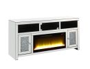 ACME Noralie TV STAND W/FIREPLACE Mirrored & Faux Diamonds LV00519