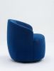 Velvet Fabric Swivel Accent Armchair Barrel Chair With Black Powder Coating Metal Ring; Blue