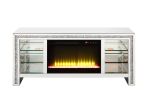 ACME Noralie TV STAND W/FIREPLACE & LED Mirrored & Faux Diamonds LV00317