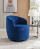 Velvet Fabric Swivel Accent Armchair Barrel Chair With Black Powder Coating Metal Ring; Blue