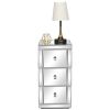FCH Mirrored Nightstand; Silver Side/End Table for Living Room Bedroom