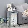 FCH Mirrored Nightstand; Silver Side/End Table for Living Room Bedroom