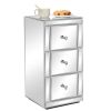 FCH Mirrored Nightstand; Silver Side/End Table for Living Room Bedroom