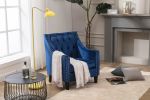 Velvet Accent Chair; Modern and Cozy Sofa Chair with Wood Legs; Tufted Accent Armchair for Living Room/Bedroom/Office/Guest Room; SAPPHIREBLUE