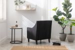Velvet Accent Chair; Modern and Cozy Sofa Chair with Wood Legs; Tufted Accent Armchair for Living Room/Bedroom/Office/Guest Room; BLACK