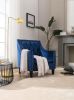 Velvet Accent Chair; Modern and Cozy Sofa Chair with Wood Legs; Tufted Accent Armchair for Living Room/Bedroom/Office/Guest Room; SAPPHIREBLUE
