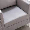 Modern Velvet Armchair Tufted Button Accent Chair Club Chair with Steel Legs for Living Room Bedroom; Grey