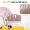 New -Modern home office leisure chair with adjustable velvet height and adjustable casters (PINK)