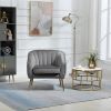 Velvet Accent Chair with Ottoman; Modern Tufted Barrel Chair Ottoman Set for Living Room Bedroom; Golden Finished; Grey