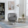 Velvet Accent Chair with Ottoman; Modern Tufted Barrel Chair Ottoman Set for Living Room Bedroom; Golden Finished; Grey