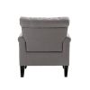 Mid-Century Modern Accent Chair; Linen Armchair w/Tufted Back/Wood Legs; Upholstered Lounge Arm Chair Single Sofa for Living Room Bedroom; Light grey