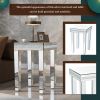 ON-TREND Fashionable Modern Glass Mirrored Side Table; Easy Assembly End Table with Crystal Design and Adjustable Height Legs; Silver