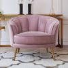 Modern Velvet Accent Barrel Chair Leisure Accent Chair Living Room Upholstered Armchair Vanity Chair for Bedroom Meeting Room; Pink