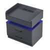Nightstand with 2 Drawers; USB Charging Ports; Wireless Charging and Remote Control LED Light-Dark Gray